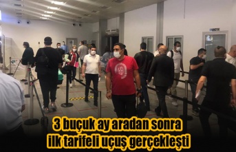 Ercan Havalimanı’na 3 buçuk ay aradan sonra ilk tarifeli uçuş gerçekleşti