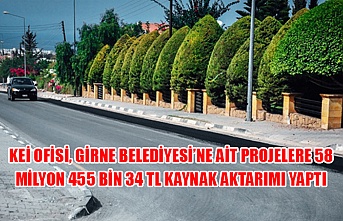 KEİ Ofisi, Girne Belediyesi’ne ait projelere 58 milyon 455 bin 34 TL kaynak aktarımı yaptı