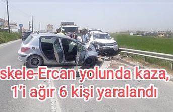 İskele-Ercan yolunda kaza, 1’i ağır 6 kişi yaralandı