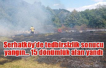 Serhatköy’de tedbirsizlik sonucu yangın… 15 dönümlük alan yandı
