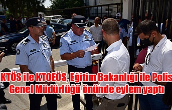 KTÖS ile KTOEÖS, Eğitim Bakanlığı ile Polis Genel Müdürlüğü önünde eylem yaptı