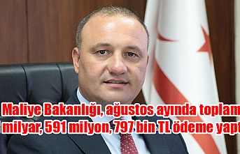 Maliye Bakanlığı, ağustos ayında toplam 1 milyar, 591 milyon, 797 bin TL ödeme yaptı