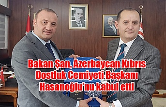 Bakan Şan, Azerbaycan Kıbrıs Dostluk Cemiyeti Başkanı Hasanoğlu’nu kabul etti