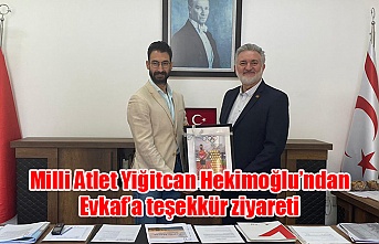 Milli Atlet Yiğitcan Hekimoğlu’ndan Evkaf’a teşekkür ziyareti