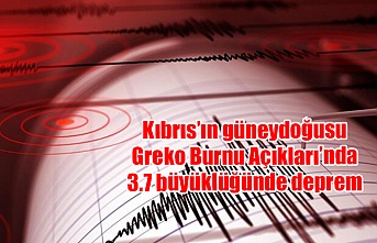 Kıbrıs’ın güneydoğusu–Greko Burnu Açıkları’nda 3.7 büyüklüğünde deprem