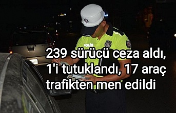 239 sürücü ceza aldı, 1'i tutuklandı, 17 araç trafikten men edildi