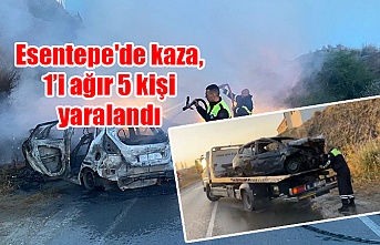Girne Esentepe'de kaza, 1’i ağır 5 kişi yaralandı