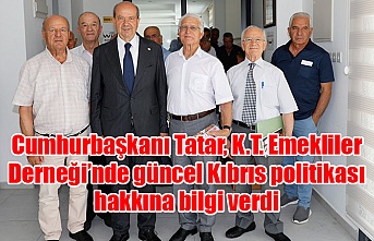 Cumhurbaşkanı Tatar, K.T. Emekliler Derneği’nde güncel Kıbrıs politikası hakkına bilgi verdi