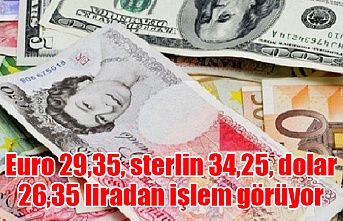 Euro 29,35, sterlin 34,25, dolar 26,35 liradan işlem görüyor