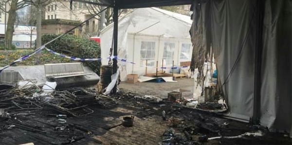 Brüksel'deki PKK çadırı yakıldı
