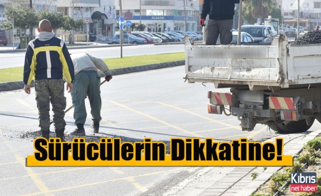 Girne'de asfaltlama çalışmaları sürüyor