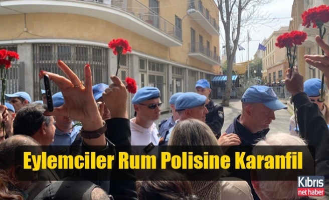 Eylemciler Rum Polisine Karanfil Vermek İstedi