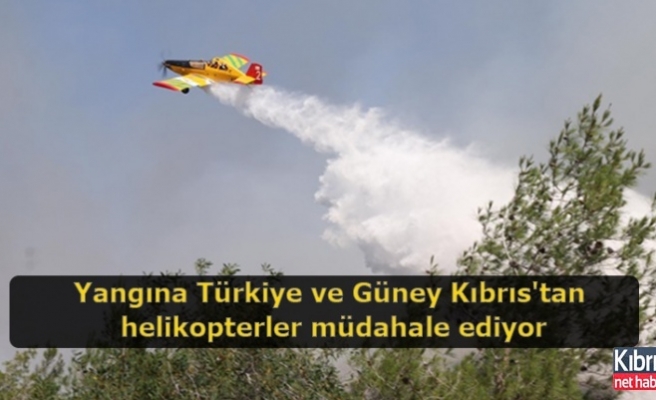 Yangına Türkiye ve Güney Kıbrıs'tan helikopterler müdahale ediyor