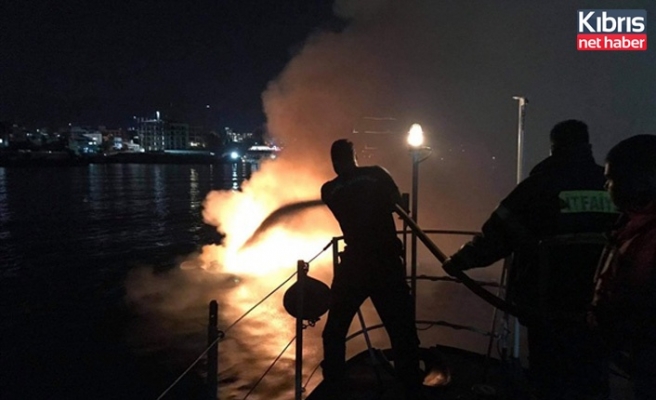 Girne yat limanı'nda bir yatta patlama ve yangın