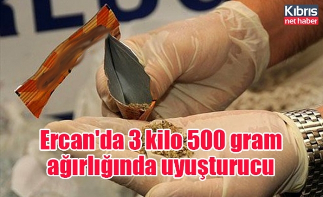 Ercan'da 3 kilo 500 gram ağırlığında uyuşturucu