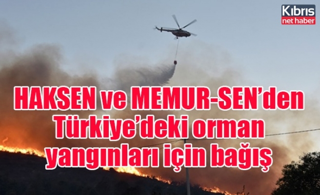 HAKSEN ve MEMUR-SEN’den Türkiye’deki orman yangınları için bağış