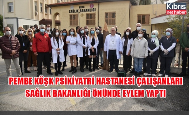 Pembe Köşk Psikiyatri Hastanesi çalışanları Sağlık Bakanlığı önünde eylem yaptı