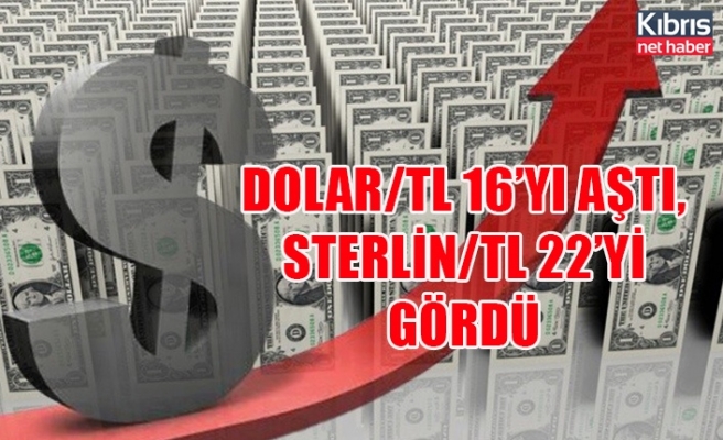 Dolar/TL 16’yı aştı, Sterlin/TL 22’yi gördü