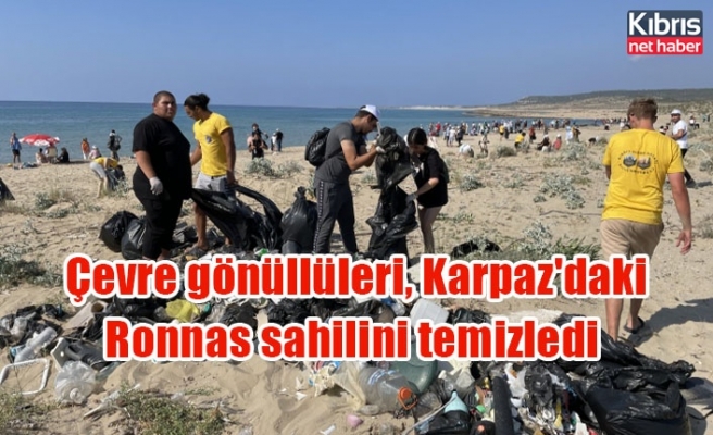 Çevre gönüllüleri, Karpaz'daki Ronnas sahilini temizledi