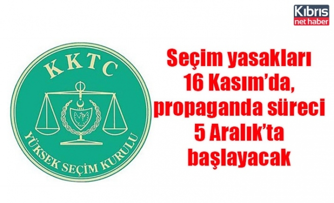 Seçim yasakları 16 Kasım’da, propaganda süreci 5 Aralık’ta başlayacak