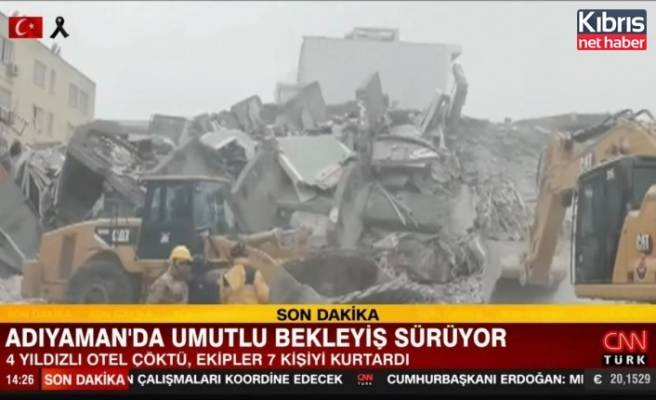 CNN TURK otelden 7 kişinin sağ kurtarıldığını duyurdu