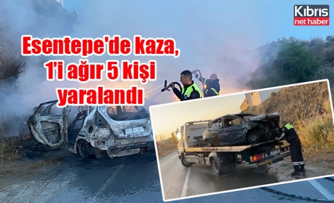 Girne Esentepe'de kaza, 1’i ağır 5 kişi yaralandı