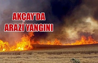 Akçay’da arazi yangını