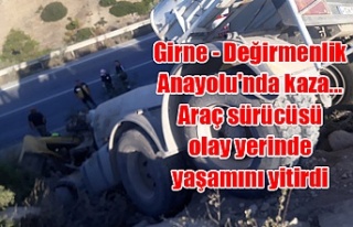 Girne-Değirmenlik Anayolu'nda kaza... Araç...