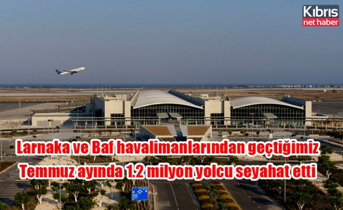 Larnaka ve Baf havalimanlarından geçtiğimiz Temmuz ayında 1.2 milyon yolcu seyahat etti