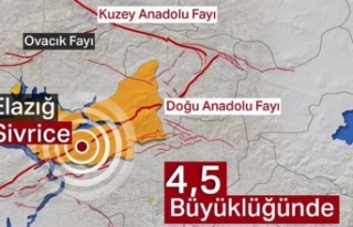 Elazığ Sivrice'de 4,5 büyüklüğünde deprem