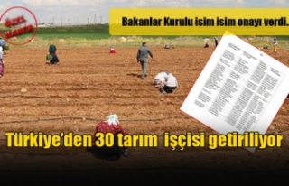 Türkiye’den 30 tarım  işçisi getiriliyor