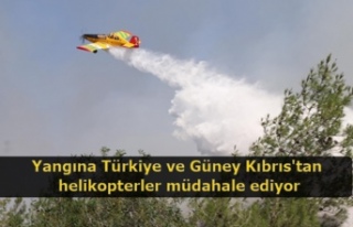 Yangına Türkiye ve Güney Kıbrıs'tan helikopterler...