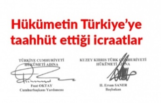 Hükümetin Türkiye’ye taahhüt ettiği icraatlar