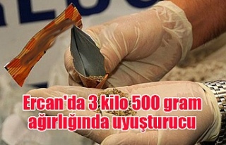 Ercan'da 3 kilo 500 gram ağırlığında uyuşturucu