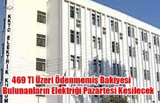 469 tl Üzeri Ödenmemiş Bakiyesi Bulunanların Elektriği...