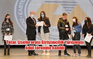 Tatar, Liselerarası Girişimcilik Yarışması ödül...