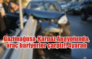 Gazimağusa-Karpaz Anayolunda, araç bariyerler çarptı!!...