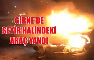 Girne'de seyir halindeki araç yandı