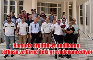 Kamuda örgütlü 4 sendikanın Lefkoşa ve Girne’deki...