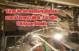 Girne’de bir kumarhanenin asma tavanı çöktü,...