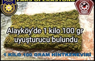 Alayköy’de 1 kilo 100 gr uyuşturucu bulundu
