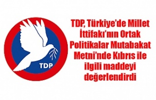 TDP, Türkiye’de Millet İttifakı’nın Ortak...