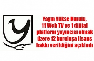YYK, 11 Web TV ve 1 dijital platform yayıncısı...