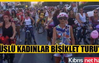Bisikletli süslü kadınlar başkent sokaklarındaydı