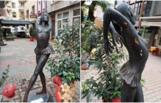 İstanbul'un ortasında balerin heykeline tecavüz...